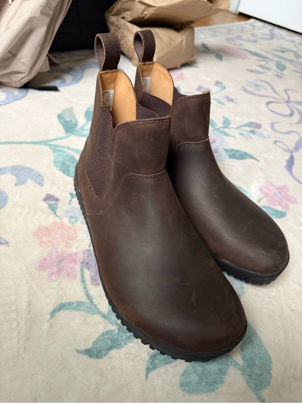 Men's Brown Leather Slip-On Chelsea Work Boots